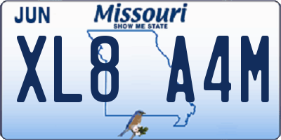 MO license plate XL8A4M