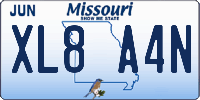 MO license plate XL8A4N