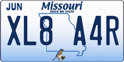 MO license plate XL8A4R