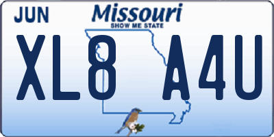 MO license plate XL8A4U