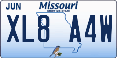 MO license plate XL8A4W