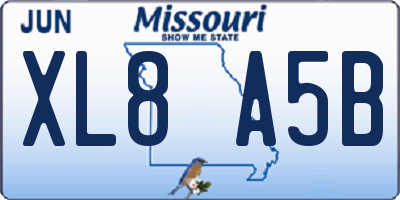 MO license plate XL8A5B