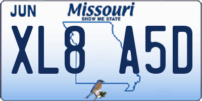 MO license plate XL8A5D