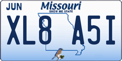 MO license plate XL8A5I