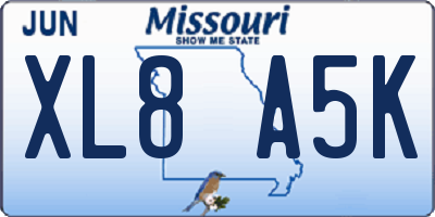 MO license plate XL8A5K