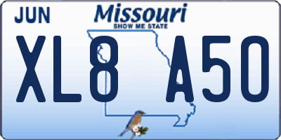 MO license plate XL8A5O