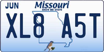 MO license plate XL8A5T