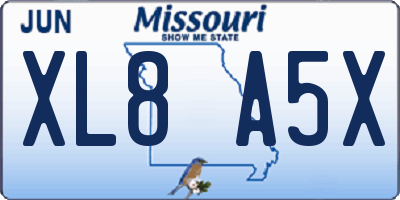 MO license plate XL8A5X