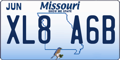 MO license plate XL8A6B