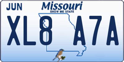 MO license plate XL8A7A