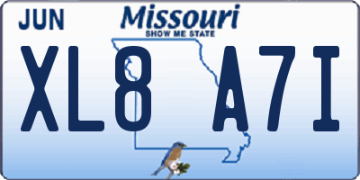 MO license plate XL8A7I