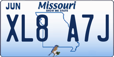 MO license plate XL8A7J