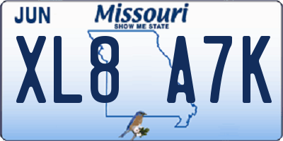 MO license plate XL8A7K