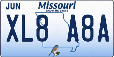 MO license plate XL8A8A