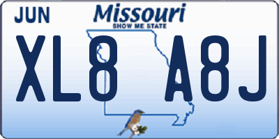 MO license plate XL8A8J