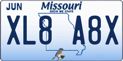MO license plate XL8A8X
