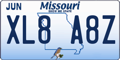 MO license plate XL8A8Z