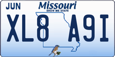 MO license plate XL8A9I