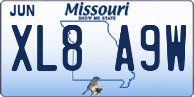 MO license plate XL8A9W