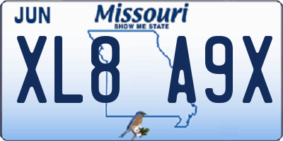 MO license plate XL8A9X