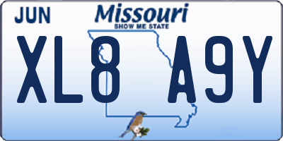 MO license plate XL8A9Y