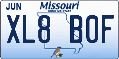 MO license plate XL8B0F