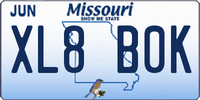 MO license plate XL8B0K