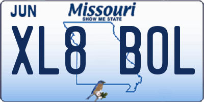 MO license plate XL8B0L