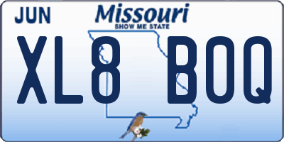 MO license plate XL8B0Q