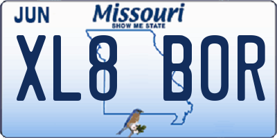 MO license plate XL8B0R
