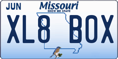 MO license plate XL8B0X