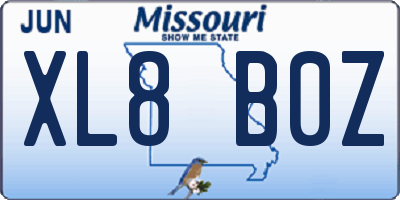 MO license plate XL8B0Z