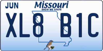 MO license plate XL8B1C