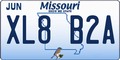 MO license plate XL8B2A
