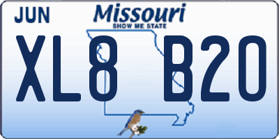 MO license plate XL8B2O