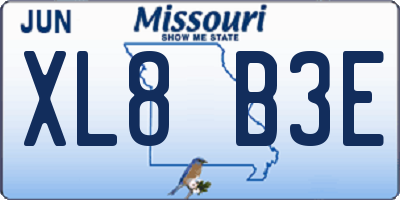 MO license plate XL8B3E