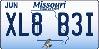 MO license plate XL8B3I