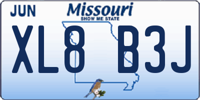 MO license plate XL8B3J