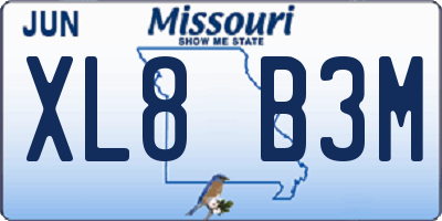 MO license plate XL8B3M