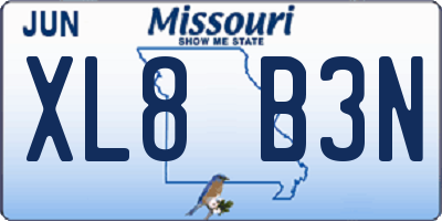 MO license plate XL8B3N