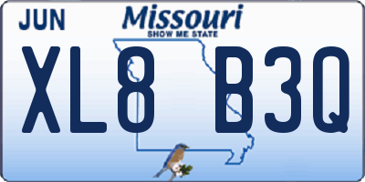 MO license plate XL8B3Q