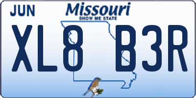 MO license plate XL8B3R