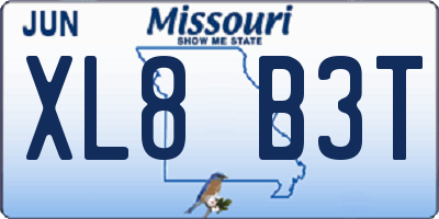 MO license plate XL8B3T