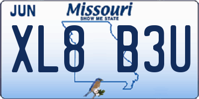 MO license plate XL8B3U