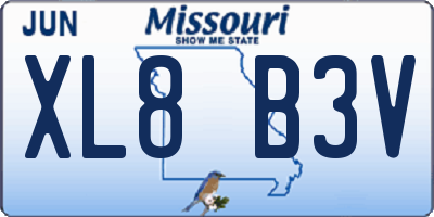 MO license plate XL8B3V
