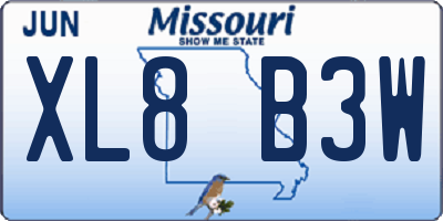 MO license plate XL8B3W