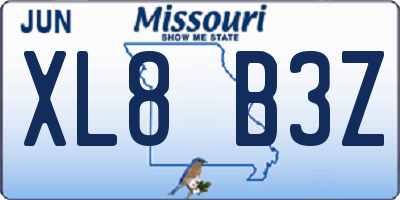 MO license plate XL8B3Z