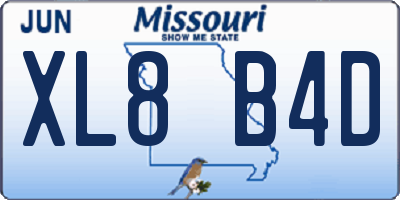 MO license plate XL8B4D