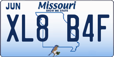 MO license plate XL8B4F