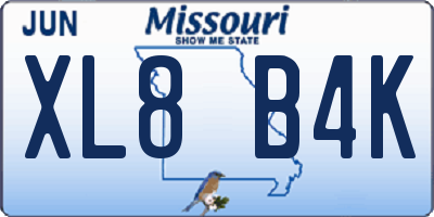 MO license plate XL8B4K